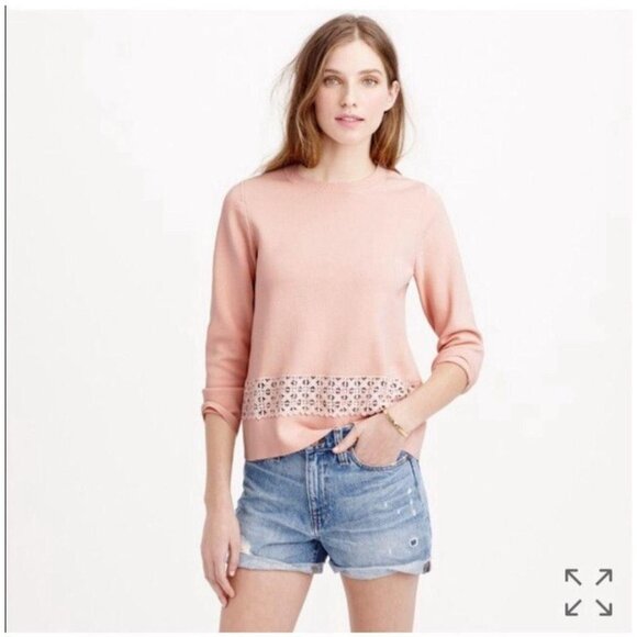 Light Pink J Crew Eyelet Sweater - Picture 1 of 4